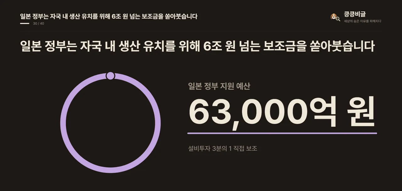 일본 정부는 자국 내 생산 유치를 위해 6조 원 넘는 보조금을 쏟아붓습니다